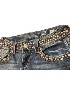 Miss Me Jeans Bootcut Size 26 Low Rise Embroidered Rhinestones Y2K Low Rise